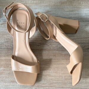 A New Day Women's Beige Block Heel Sandals